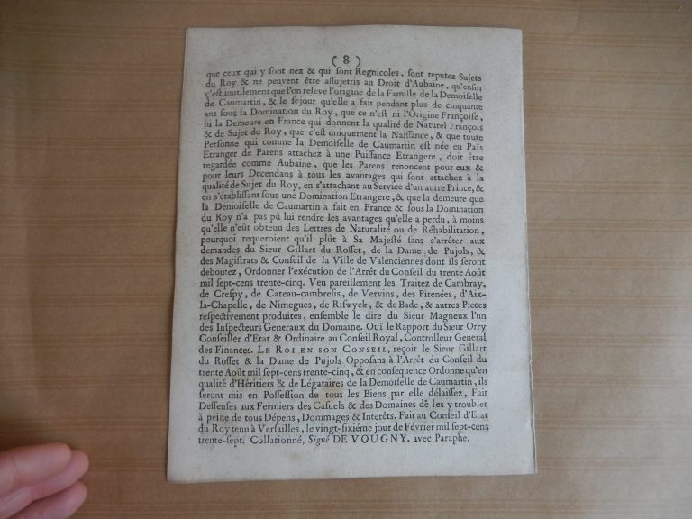 Arrêt du Conseil d’État du Roy -  Les Flamans Nez dans les Provinces des Pays-bas Autrichiens