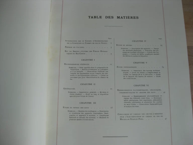 Etudes des forces hydrauliques du Bas-Congo 1910-1911