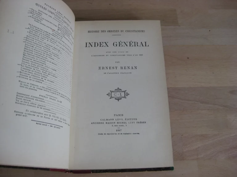 Histoire des origines du Christianisme. Index général - Renan