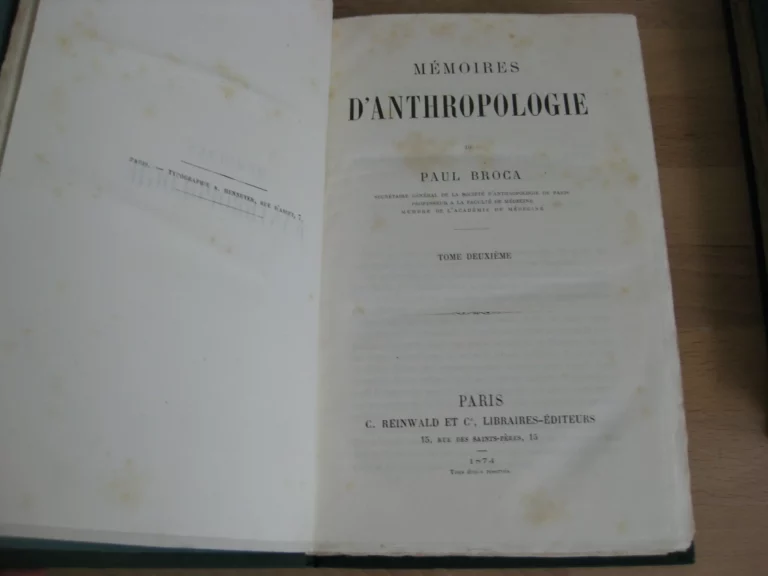 Mémoires d’anthropologie, 5 tomes, complet
