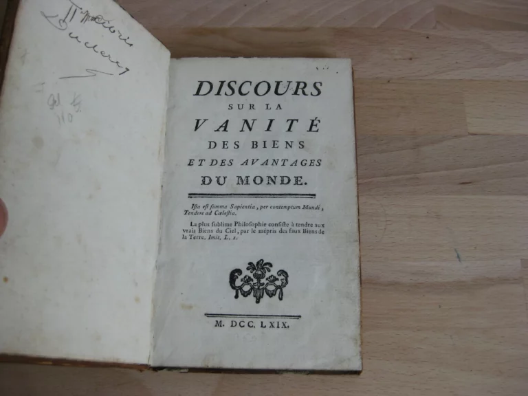 Discours sur la vanité des biens et des avantages du monde