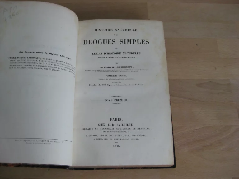 Histoire naturelle des drogues simples ou cours d'histoire naturelle