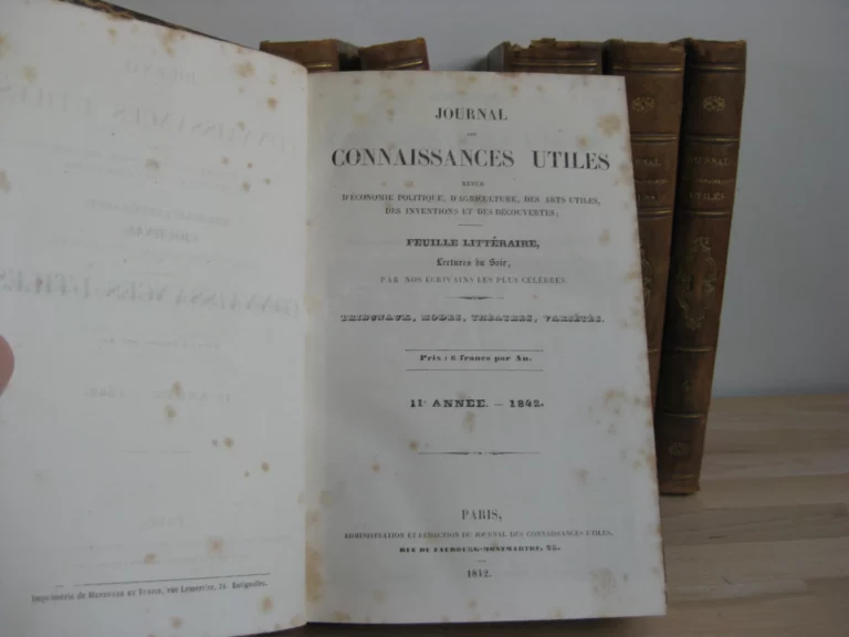 Journal des connaissances utiles - 1831 à 1846, 8 volumes, complet Journal des connaissances utiles - 1831 à 1846, 8 volumes, complet
