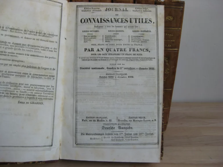 Journal des connaissances utiles - 1831 à 1846, 8 volumes, complet Journal des connaissances utiles - 1831 à 1846, 8 volumes, complet