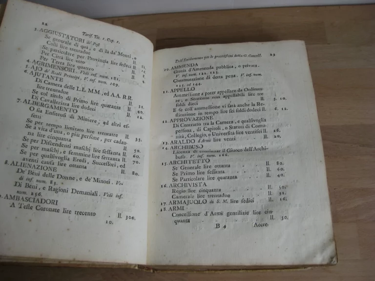 Edito di S.M. riguardante alcune dichiarazioni Sopra le Generali Costitutioni e Contenente la Tariffa degli Emolument