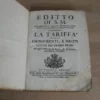 Edito di S.M. riguardante alcune dichiarazioni Sopra le Generali Costitutioni e Contenente la Tariffa degli Emolument