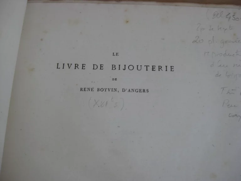 Le livre de bijouterie de René Boyvin, d’Angers Le livre de bijouterie de René Boyvin, d’Angers