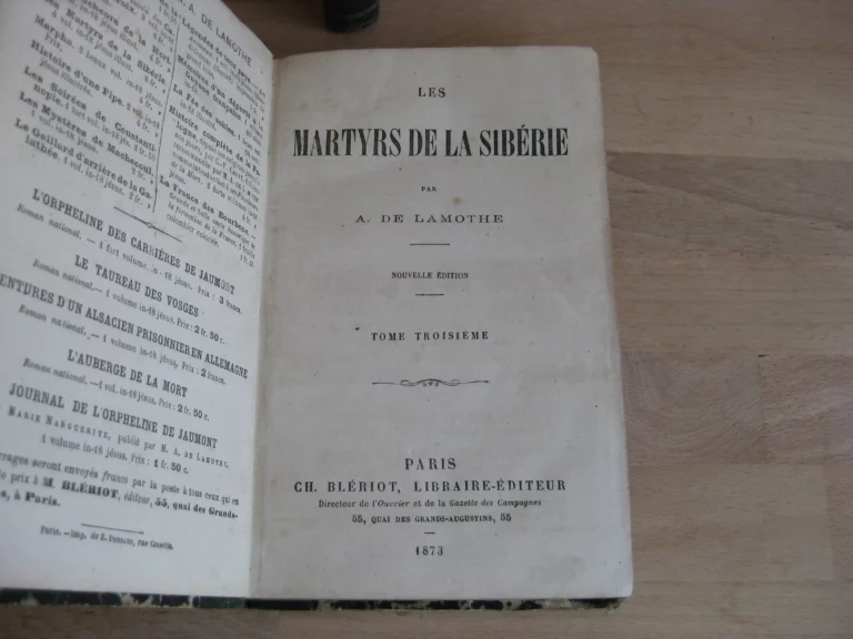 Les martyrs de la Sibérie, tomes I à IV, complet - A. de Lamothe