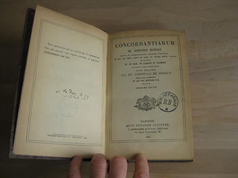 Concordiantiarum S.S. scripturae manuale. - PP. de Raze, de Lachaud et Flandrin Concordiantiarum S.S. scripturae manuale. - PP. de Raze, de Lachaud et Flandrin