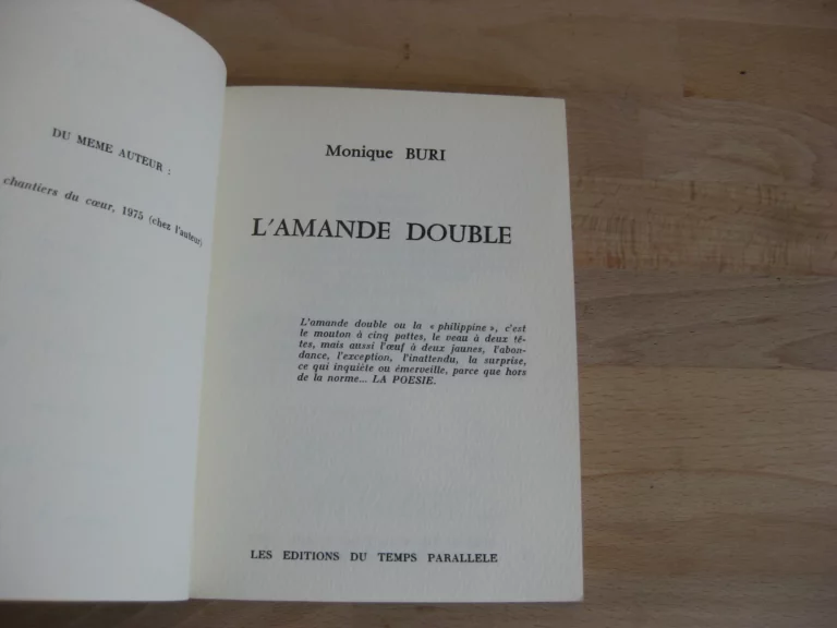 L'amande double - Monique Buri / Bernard Bygodt