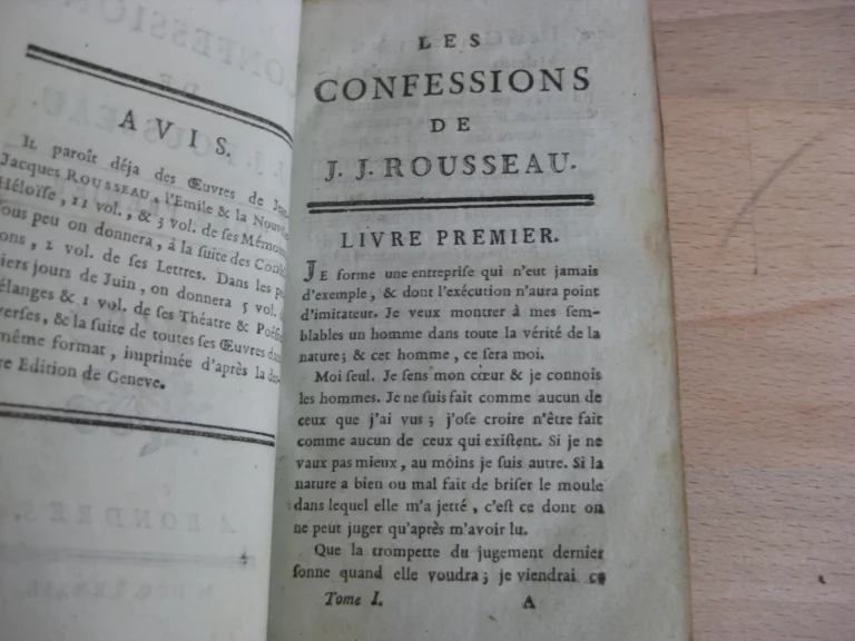 Les confessions, Livres I à VI, 2 volumes - Rousseau Les confessions, Livres I à VI, 2 volumes - Rousseau