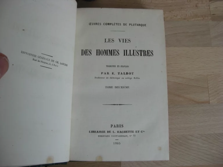 Œuvres complètes de Plutarque. La vie des hommes illustres, 4 tomes, complet Œuvres complètes de Plutarque. La vie des hommes illustres, 4 tomes, complet