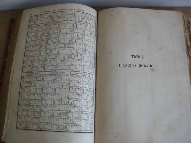 Table d’angles horaires contenant plus de quarante mille horaires Table d’angles horaires contenant plus de quarante mille horaires