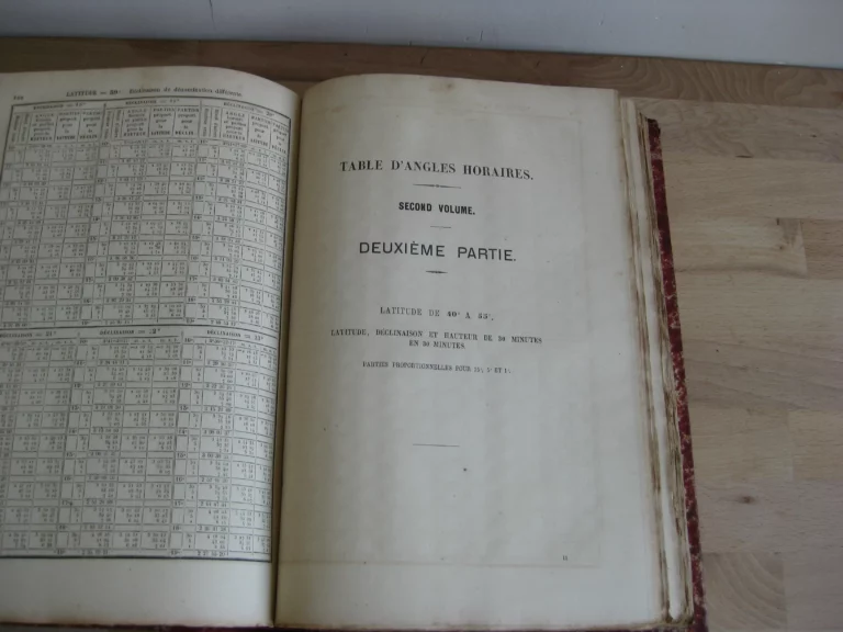 Table d’angles horaires contenant plus de quarante mille horaires Table d’angles horaires contenant plus de quarante mille horaires