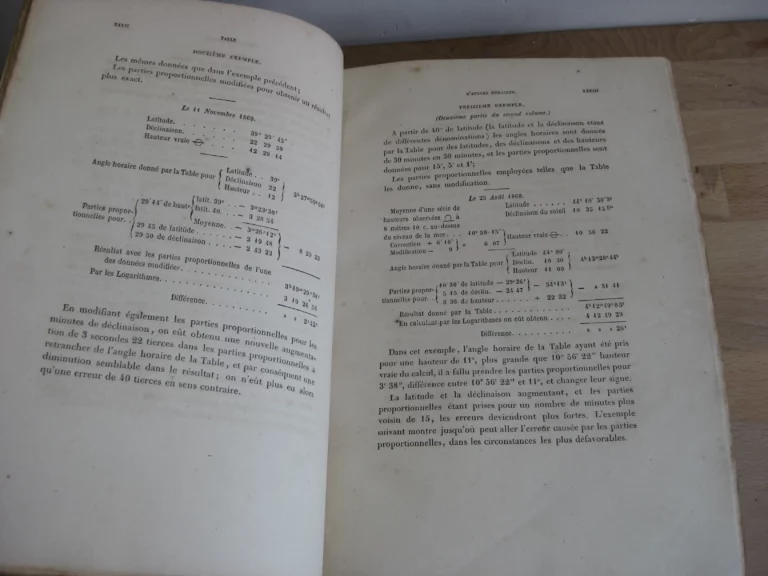 Table d’angles horaires contenant plus de quarante mille horaires Table d’angles horaires contenant plus de quarante mille horaires