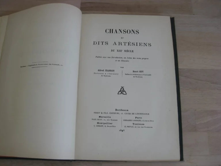 Chansons et dits artésiens du XIIIème siècle. Édition originale Chansons et dits artésiens du XIIIème siècle. Édition originale