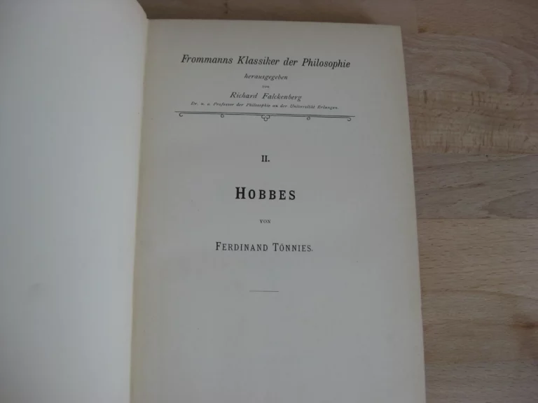 Hobbes. Leben und Lehre, Ferdinand Tönnies - Edition originale Hobbes. Leben und Lehre, Ferdinand Tönnies - Edition originale