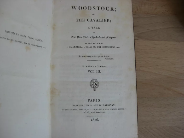 Woodstock or, The Cavalier, a tale. Sir Walter Scott