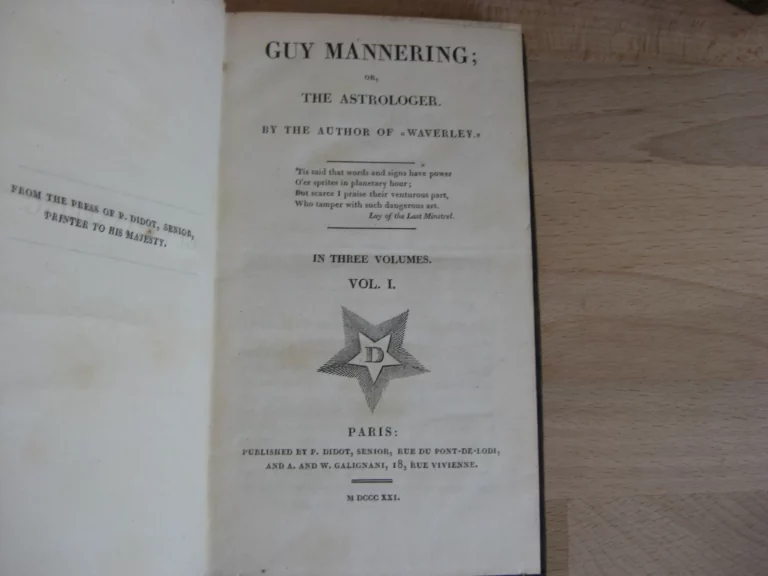 Guy Mannering or, The Astrologer, 3 tomes. Sir Walter Scott Guy Mannering or, The Astrologer, 3 tomes. Sir Walter Scott