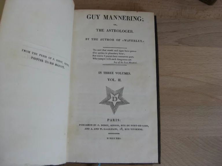 Guy Mannering or, The Astrologer, 3 tomes. Sir Walter Scott Guy Mannering or, The Astrologer, 3 tomes. Sir Walter Scott