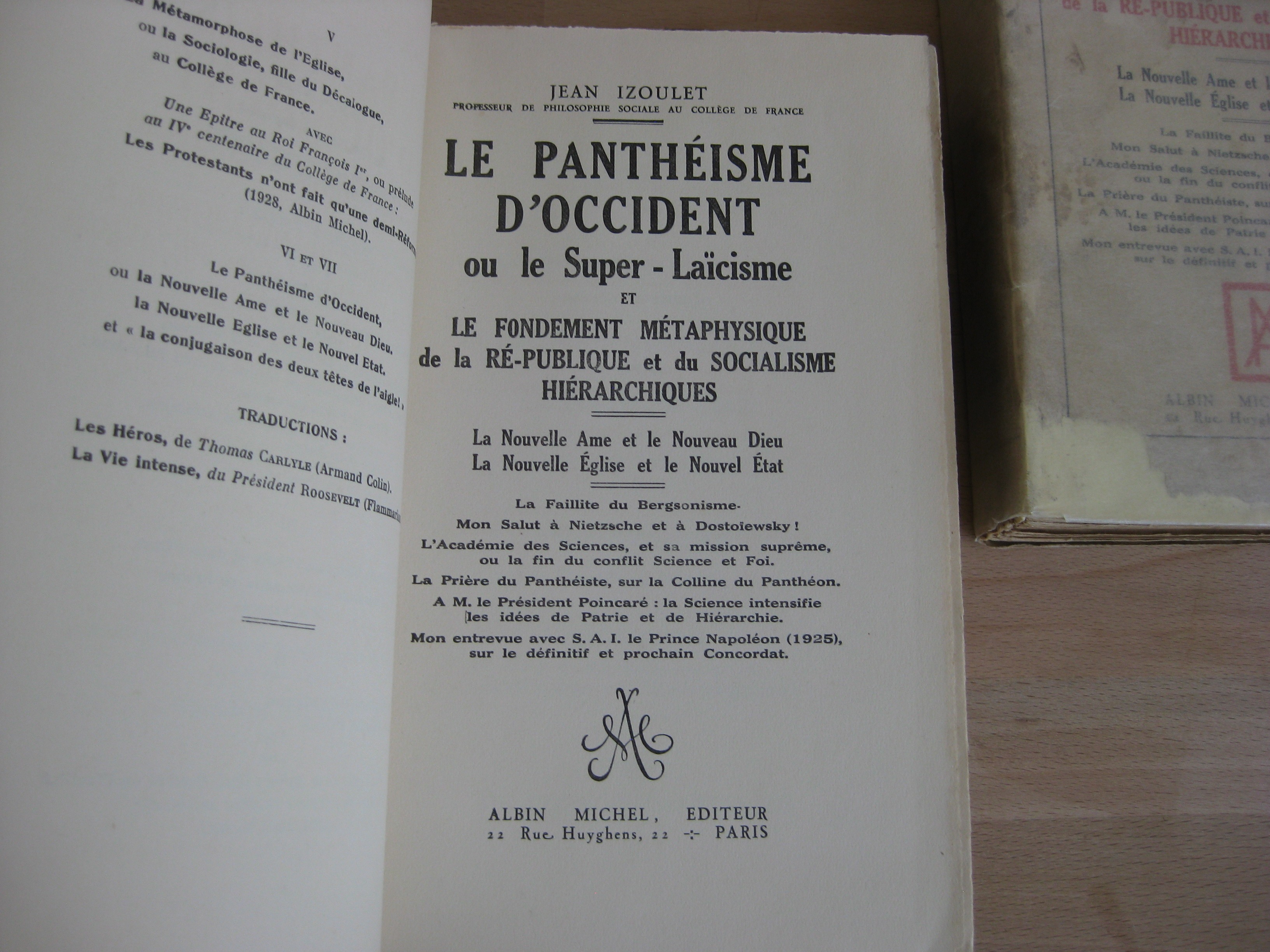 Jean Izoulet. Le Panthéisme d'Occident Jean Izoulet. Le Panthéisme d'Occident
