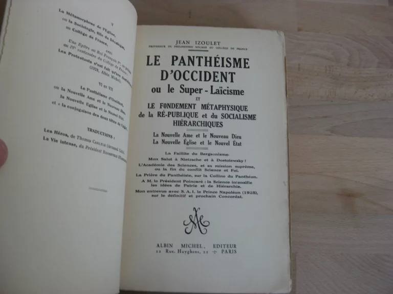 Jean Izoulet. Le Panthéisme d'Occident Jean Izoulet. Le Panthéisme d'Occident