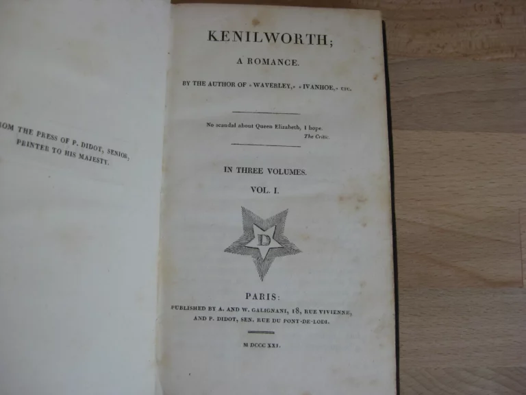 Kenilworth, a romance. Sir Walter Scott