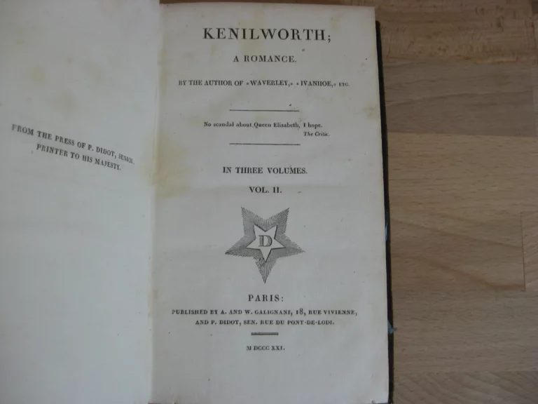 Kenilworth, a romance. Sir Walter Scott