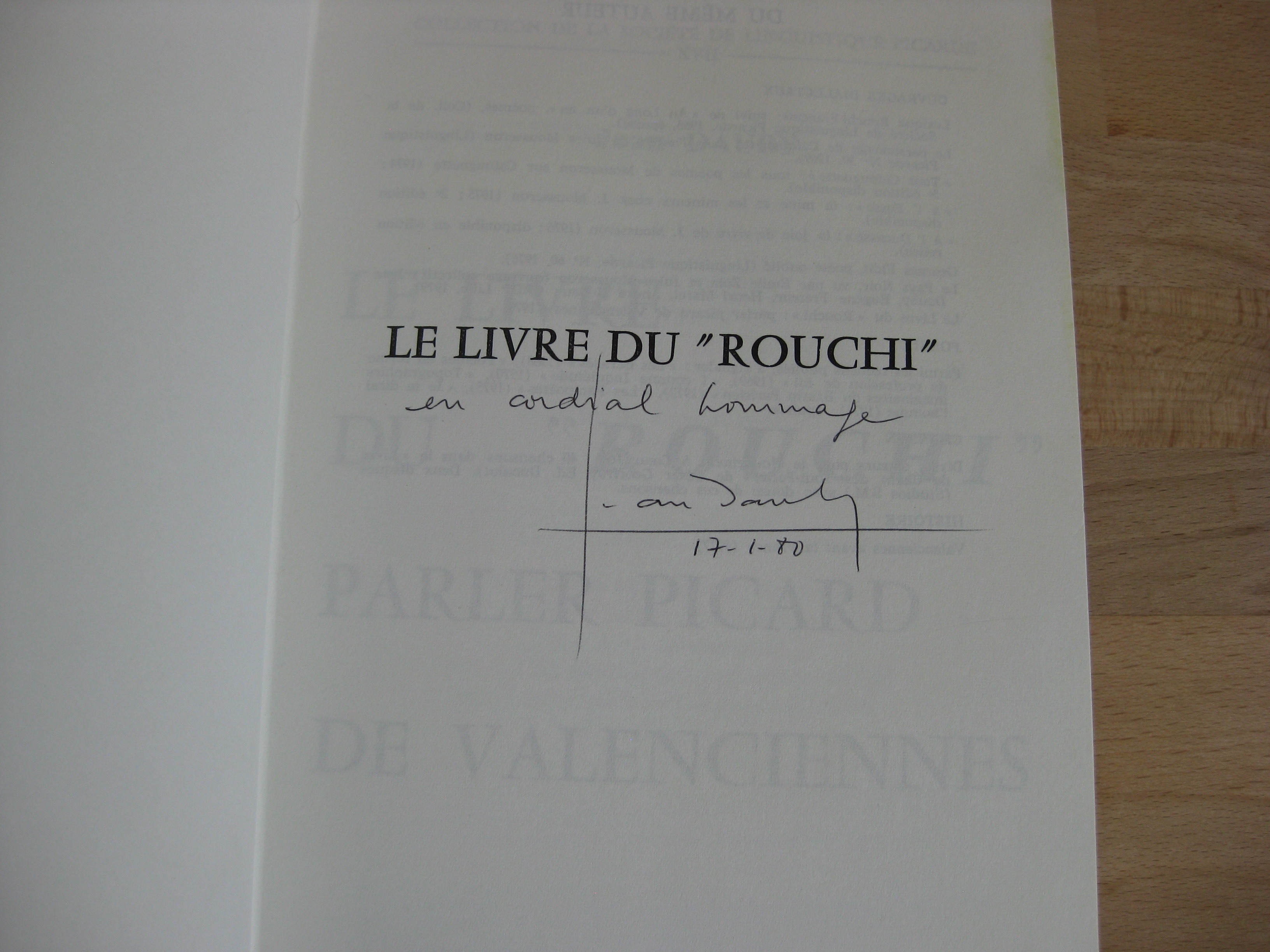 Le Livre du rouchi, parler picard de Valenciennes, Jean Dauby Le Livre du rouchi, parler picard de Valenciennes, Jean Dauby