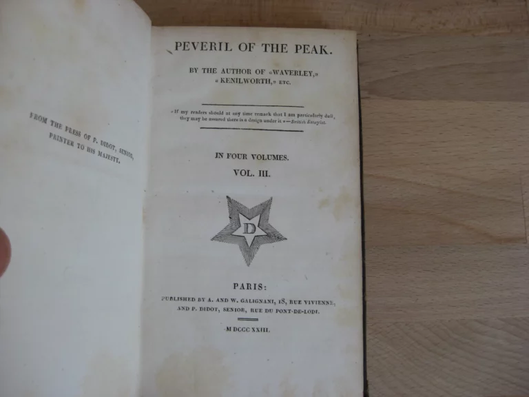Peveril of the Peak, 4 tomes.  Sir Walter Scott