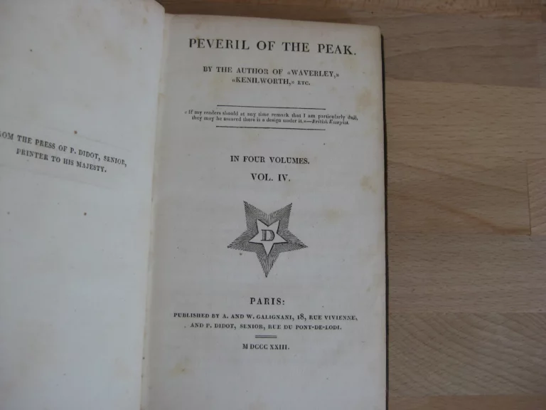 Peveril of the Peak, 4 tomes.  Sir Walter Scott