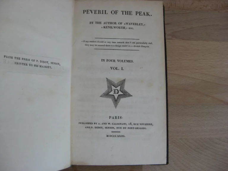 Peveril of the Peak, 4 tomes.  Sir Walter Scott