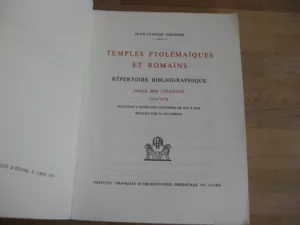 Temple ptolémaïques et romains. Répertoire bibliographique Temple ptolémaïques et romains. Répertoire bibliographique