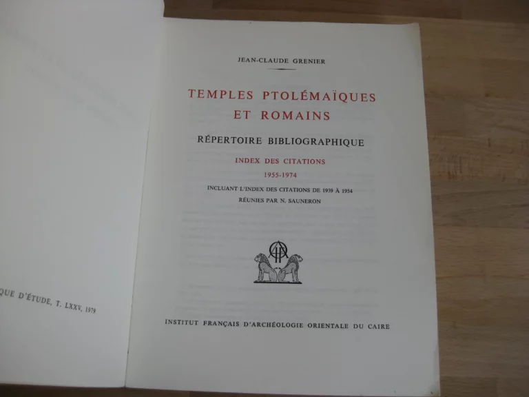 Temple ptolémaïques et romains. Répertoire bibliographique
