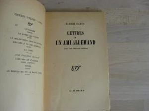 Lettres à un ami allemand, Camus Lettres à un ami allemand, Camus