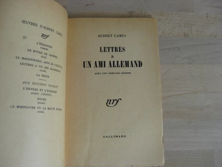Lettres à un ami allemand, Camus Lettres à un ami allemand, Camus