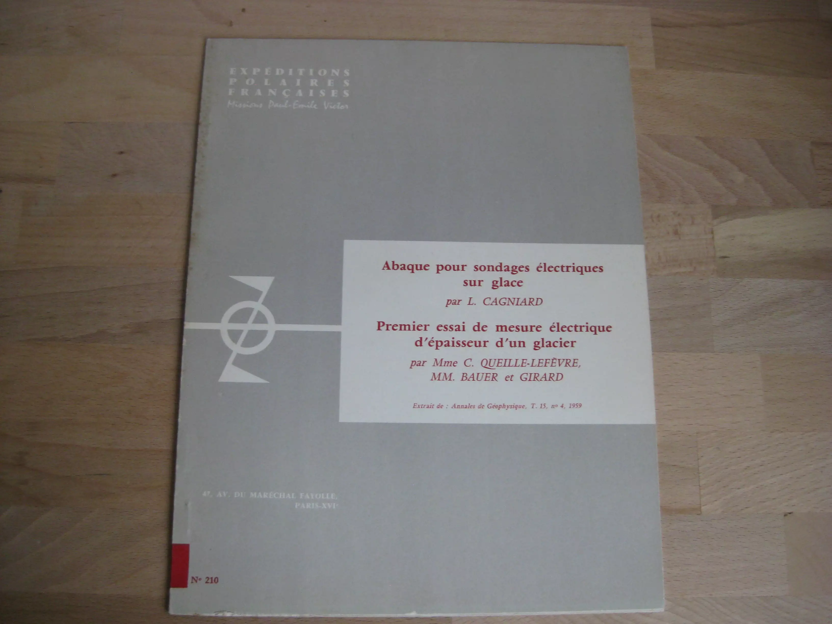 Abaque pour sondages électriques sur glace