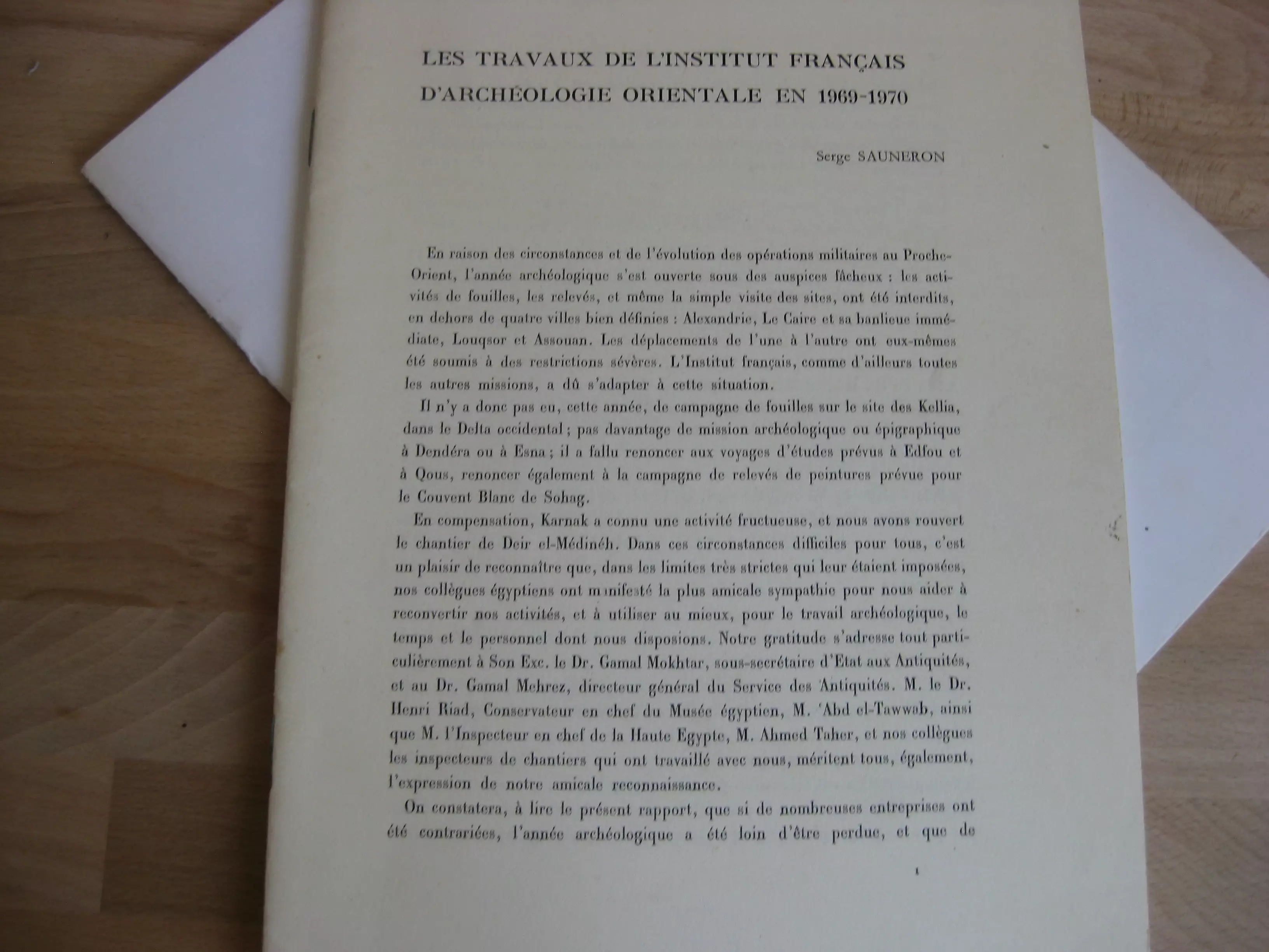 Les travaux de l’Institut français d’archéologie orientale en 1969-1973