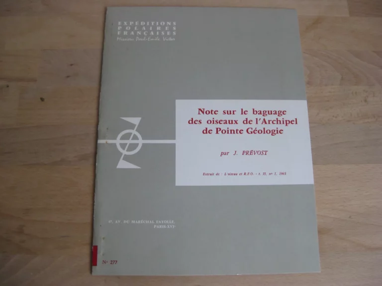 Note sur le baguage des oiseaux de l’archipel de Pointe Géologie