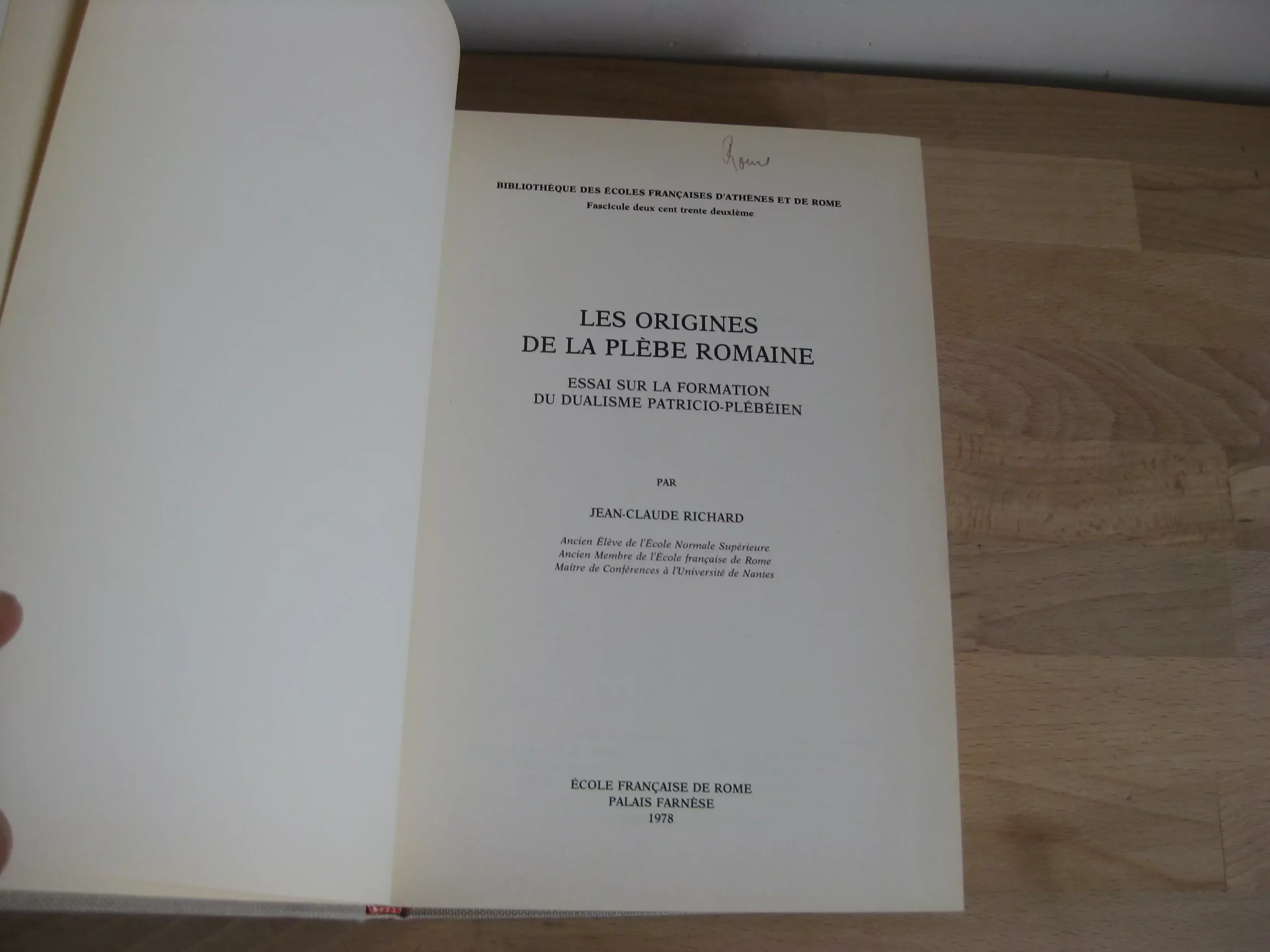 Les origines de la plèbe romaine - Jean-Claude Richard Les origines de la plèbe romaine - Jean-Claude Richard