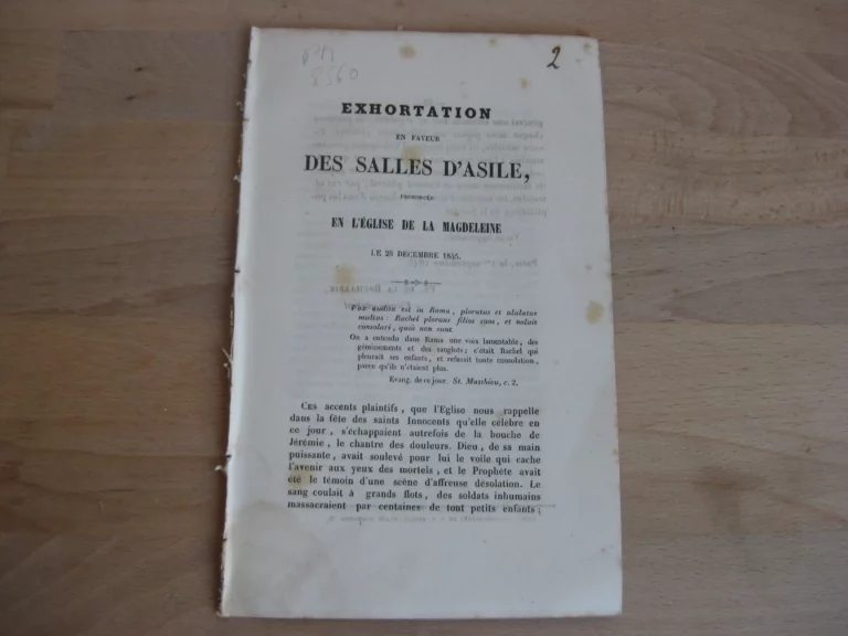 Exhortation en faveur des salles d’asile prononcée en l’église de la Magdeleine