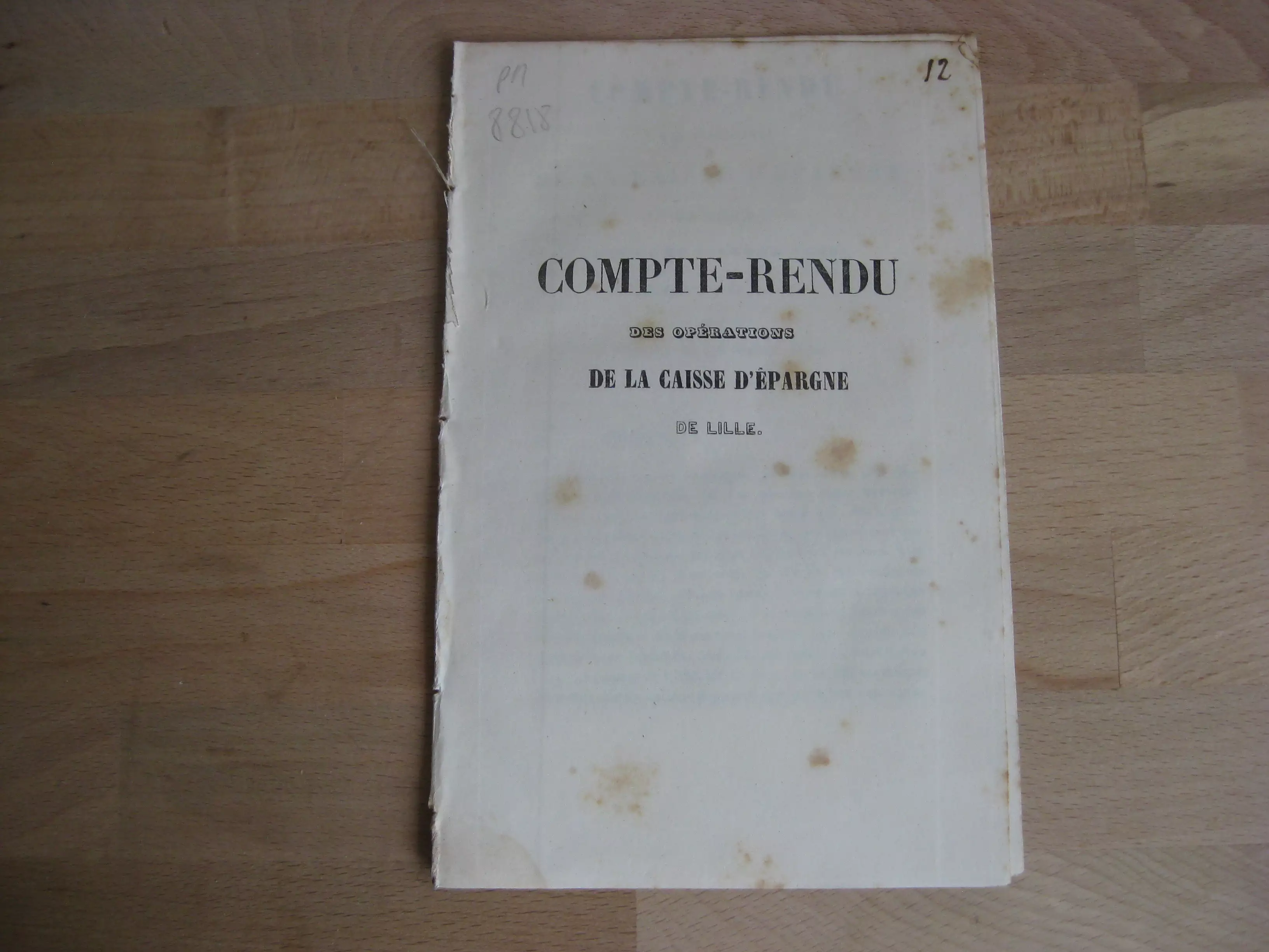 Compte-rendu des opérations de la caisse d’épargne de Lille pendant l’année 1845