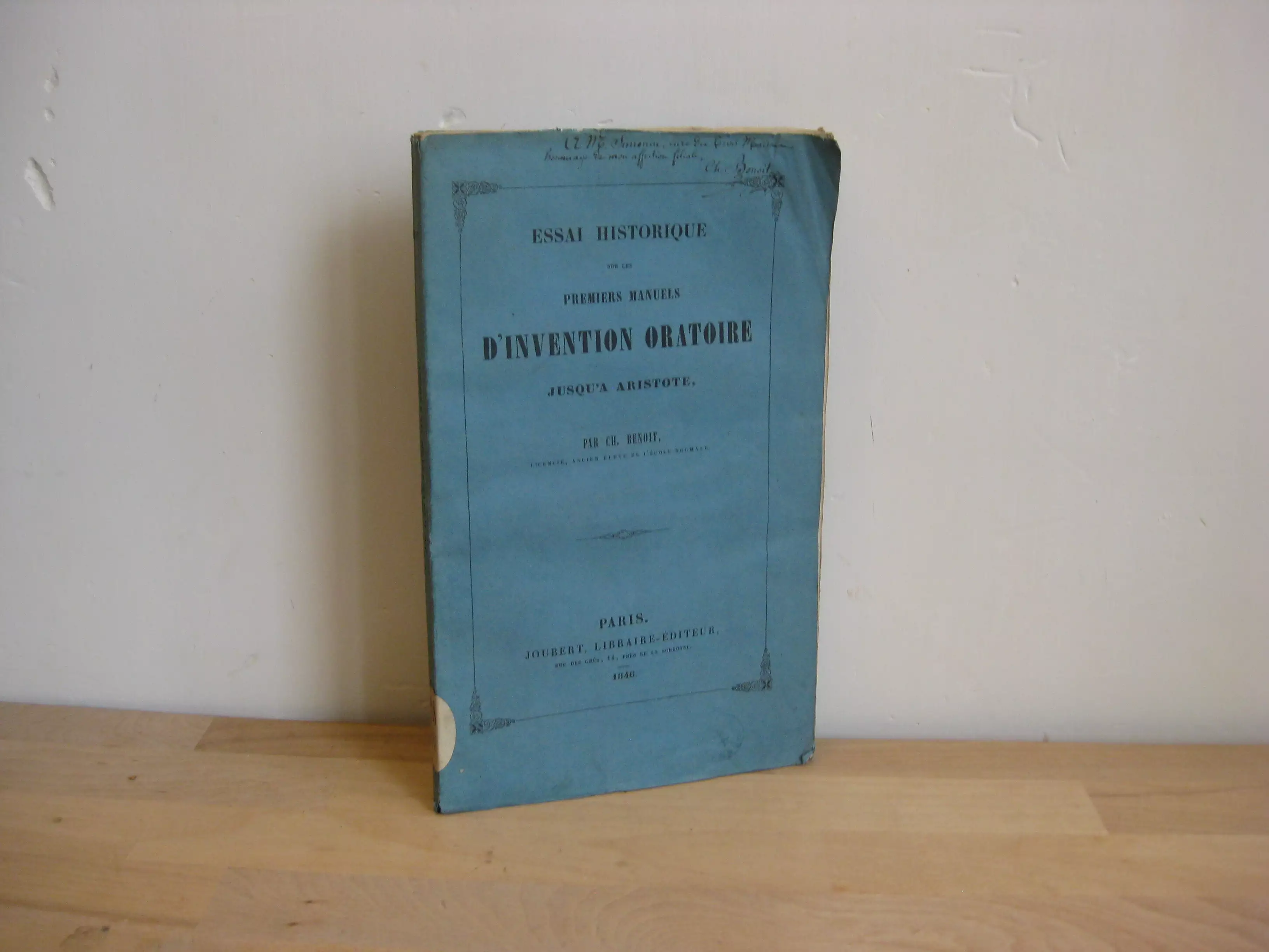 Essai historique sur les premiers manuels d'invention oratoire jusqu'à Aristote 