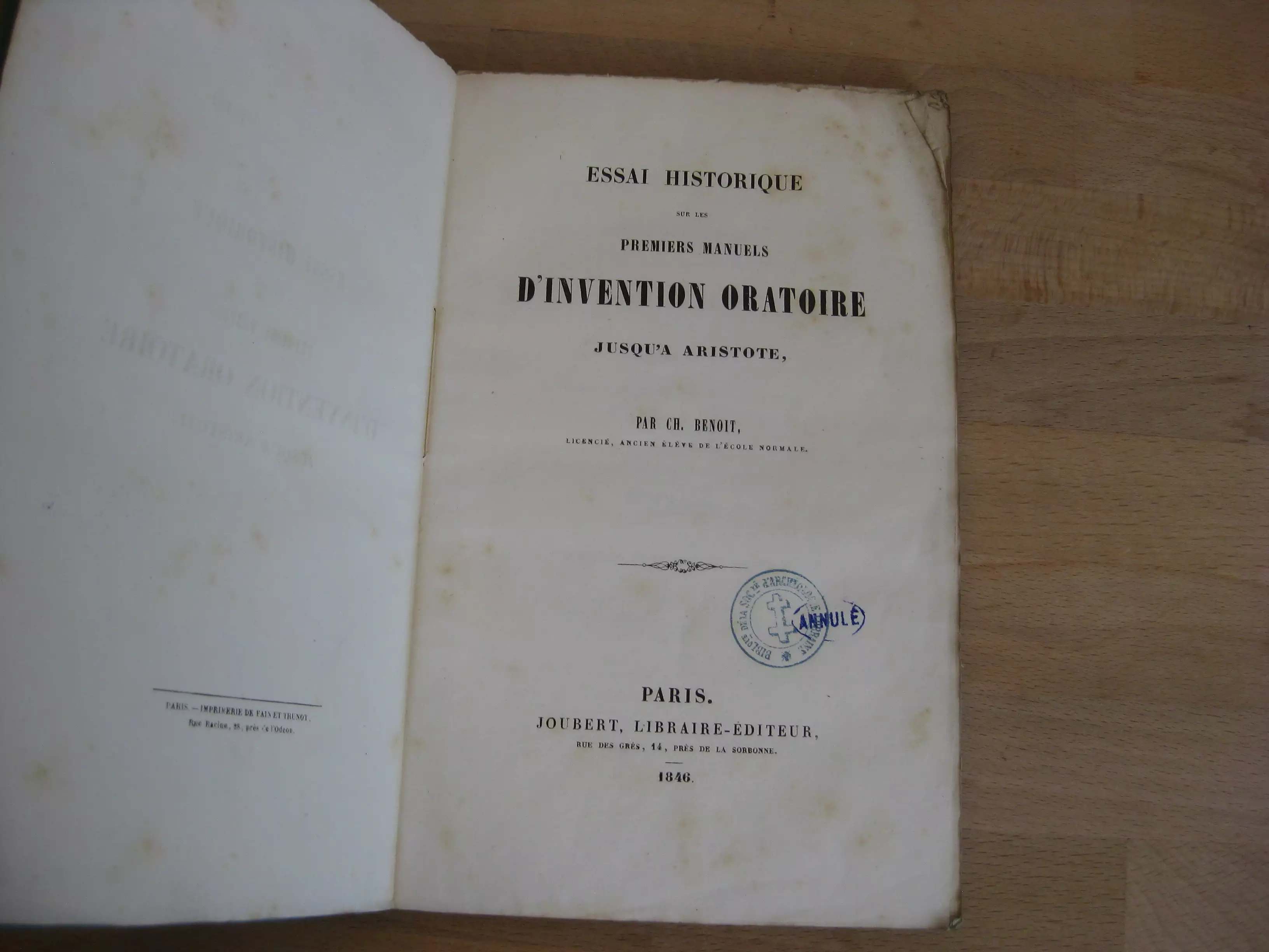 Essai historique sur les premiers manuels d'invention oratoire jusqu'à Aristote Essai historique sur les premiers manuels d'invention oratoire jusqu'à Aristote