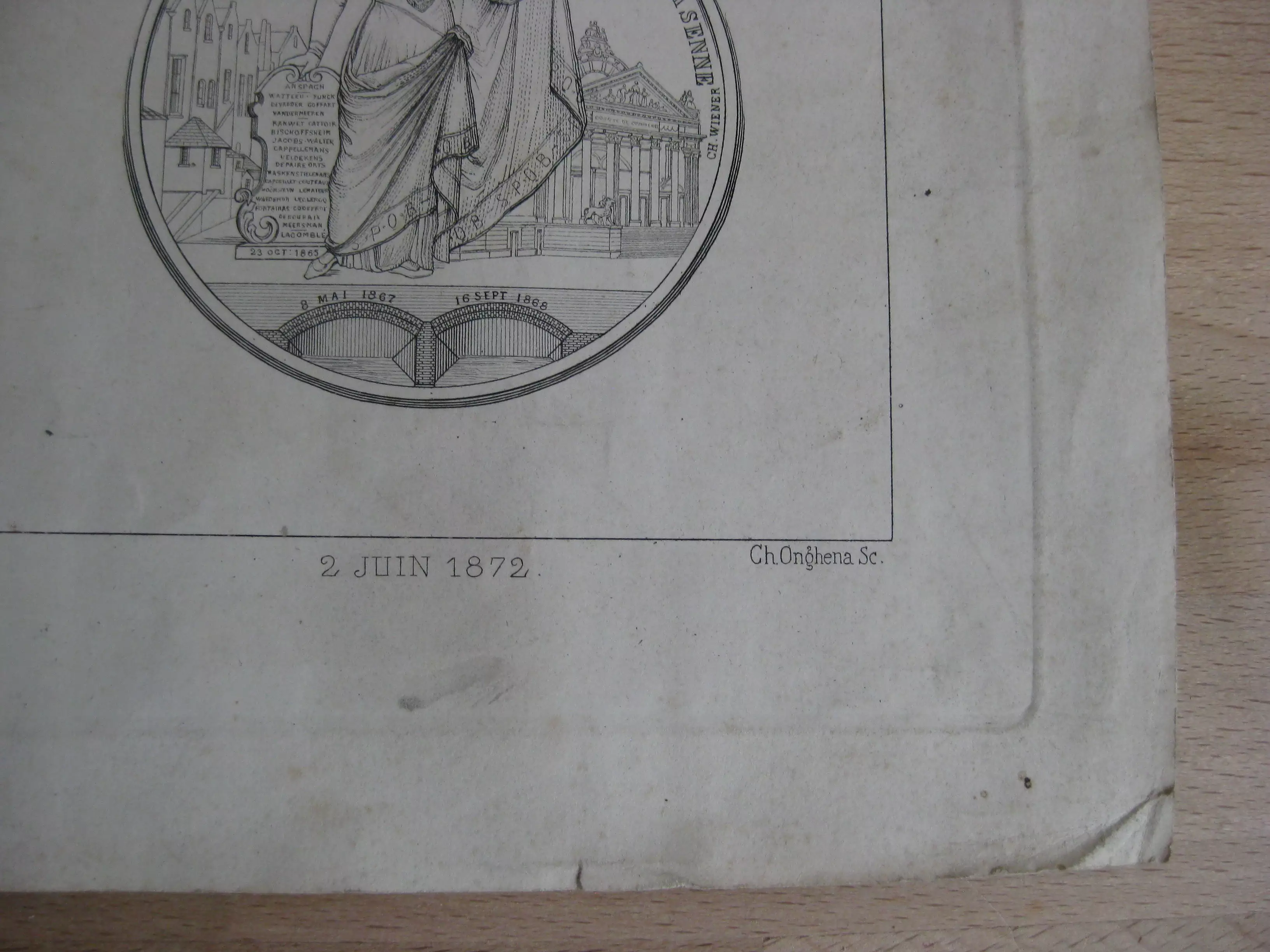 Gravure - Médaille décernée à Jules Anspach