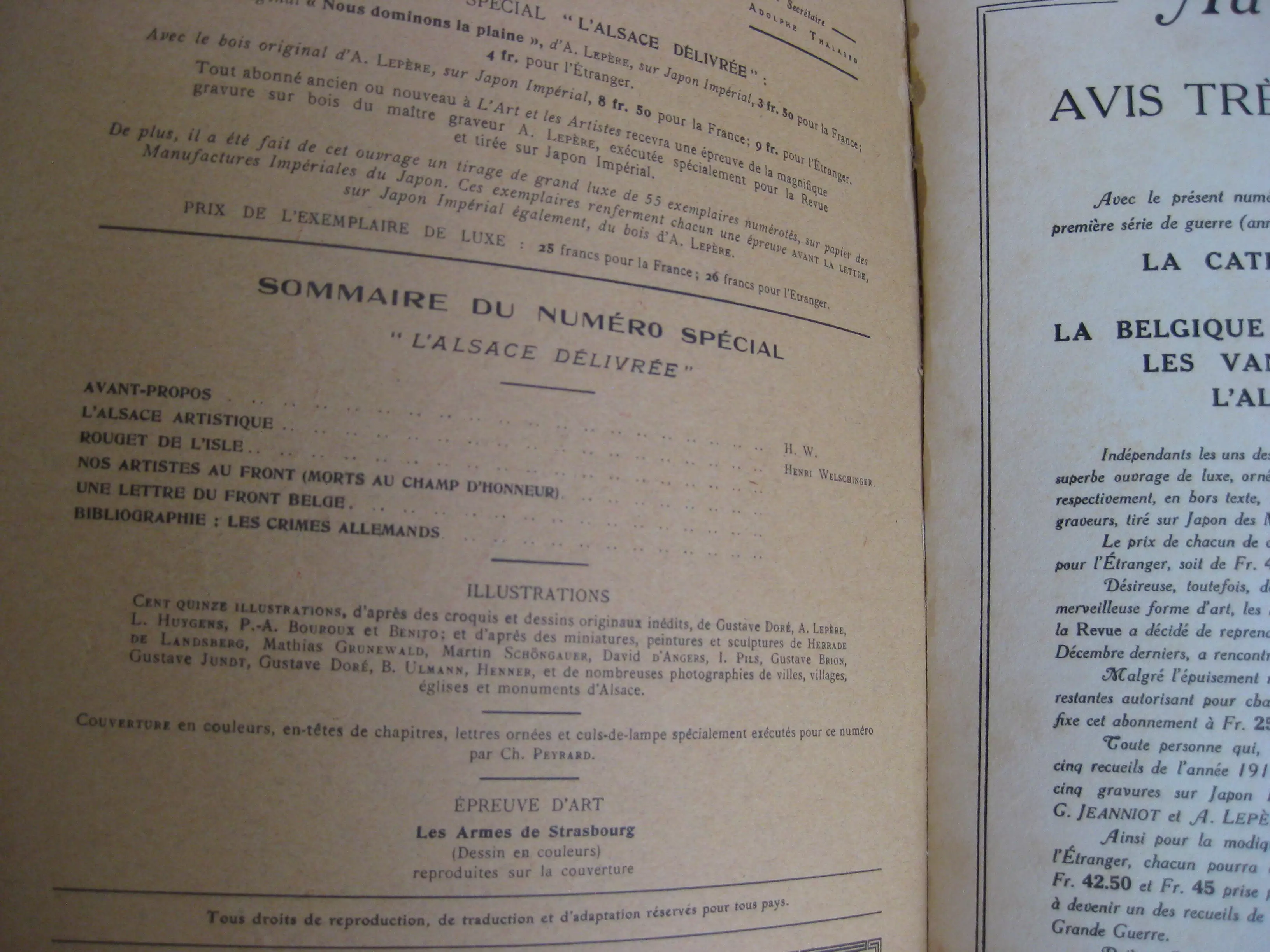 L'Alsace délivrée 1681-1916. Revue L'art et les artistes