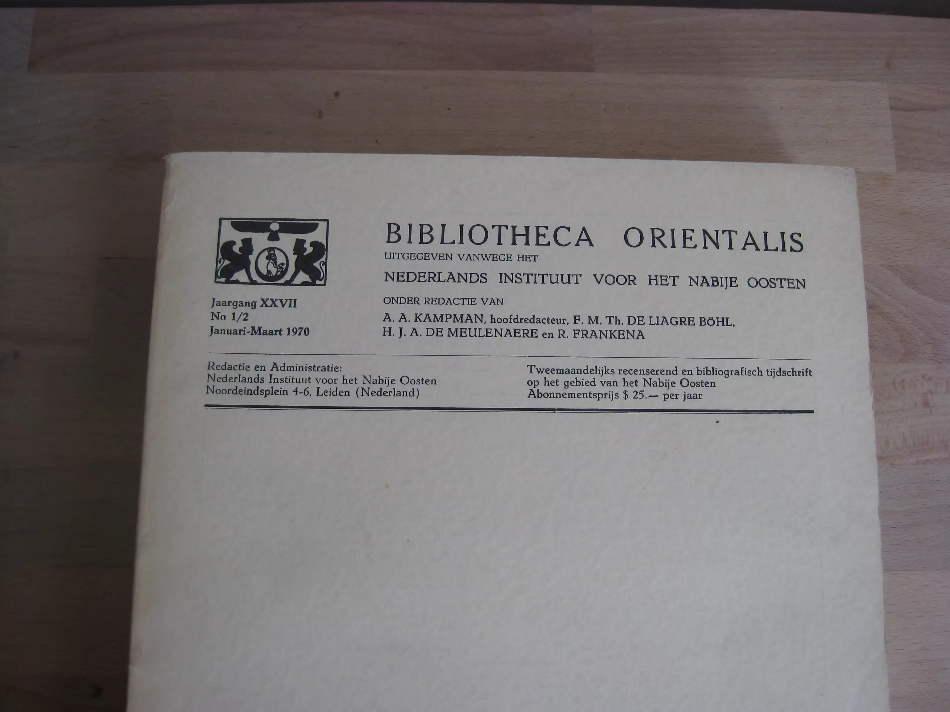 Bibliotheca Orientalis. Jaargang 27. 1970, 6 numéros en 3 volumes, année complète