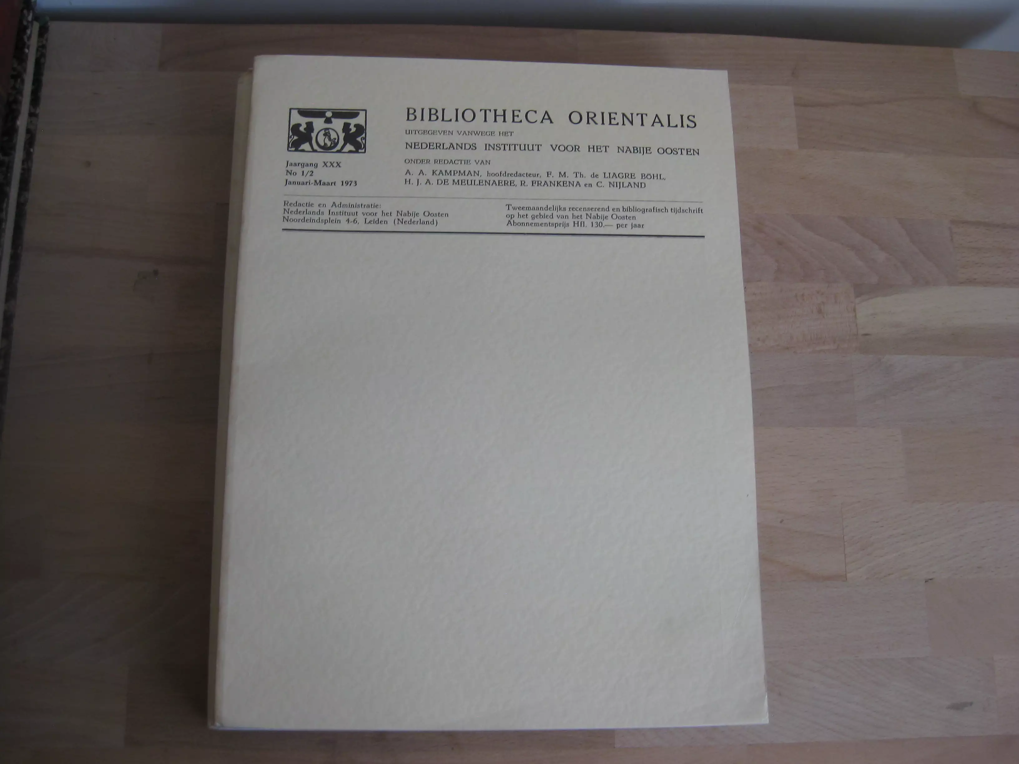 Bibliotheca Orientalis. Jaargang 30. 1973, 6 numéros en 3 volumes