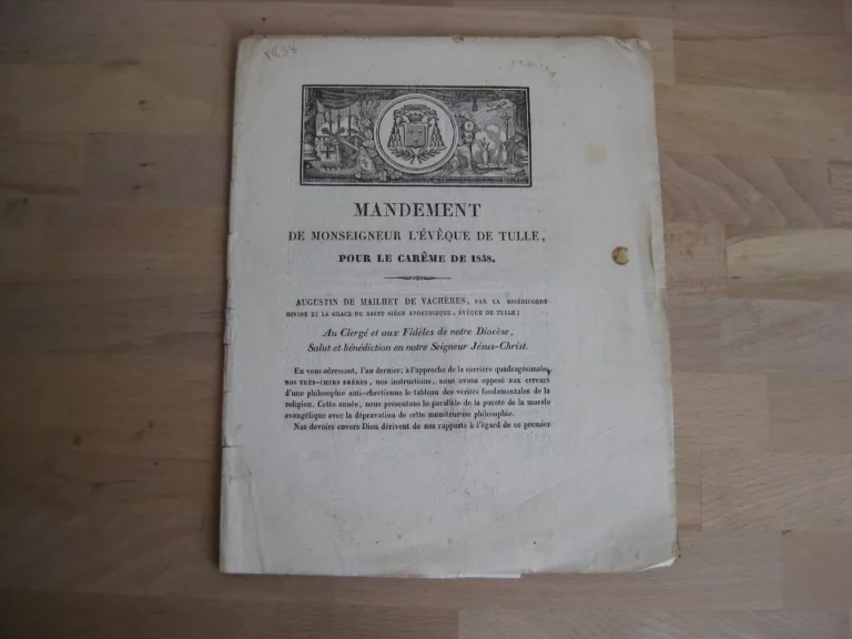 Mandement de Monseigneur l’Évêque de Tulle pour le carême de 1838