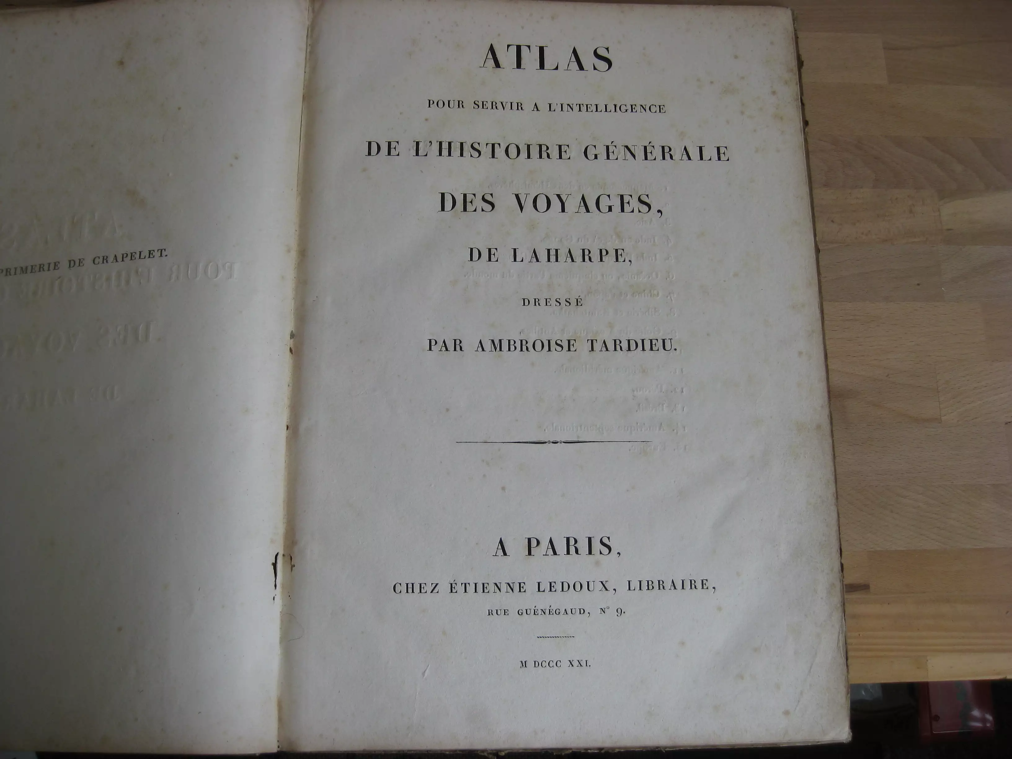 Atlas pour servir a l'intelligence de l'histoire générale des Voyages de La Harpe dressé par Ambroise Tardieu‎